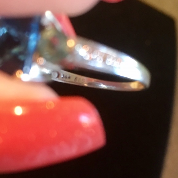 14k 585 white gold diamond 💎 & aquamarine 💍 - Picture 2 of 4